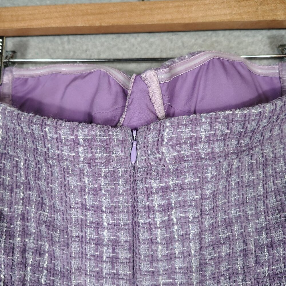 Aqua Mini Dress Women's Small Purple Wool Blend Tweed Bustier Strapless Preppy - Picture 10 of 13